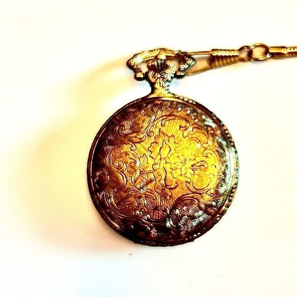 Vintage Dark Gold Toned Horse Pocket Watch Pendant - Picture 2 of 5